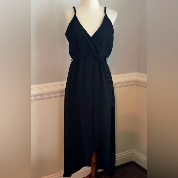Olivia Grey Chic Black Midi Wrap Dress, XS - Picture 6 of 14